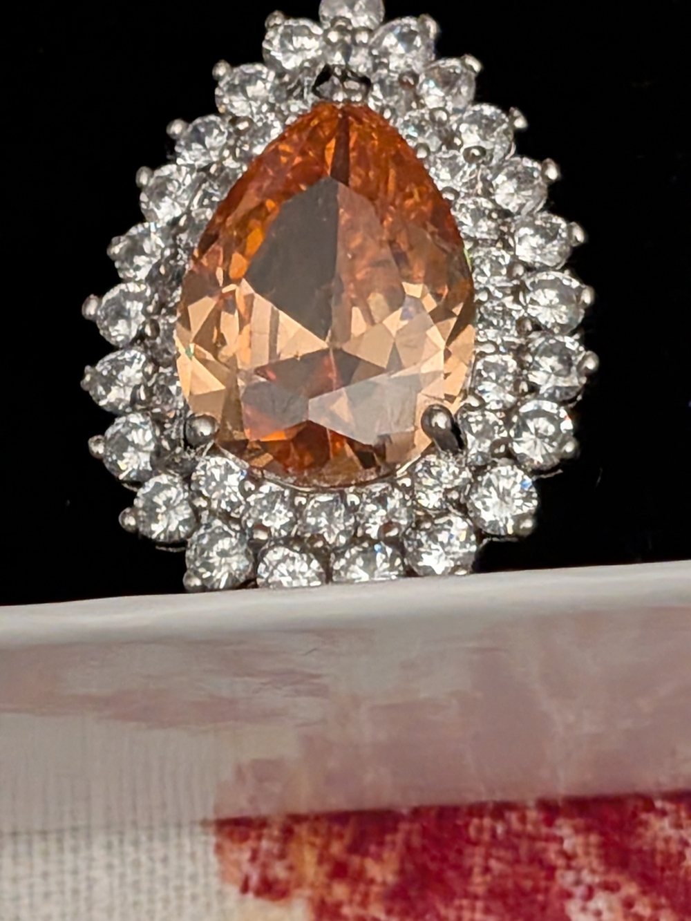 Pear-Shaped Orange  Pendent with Clear Accents